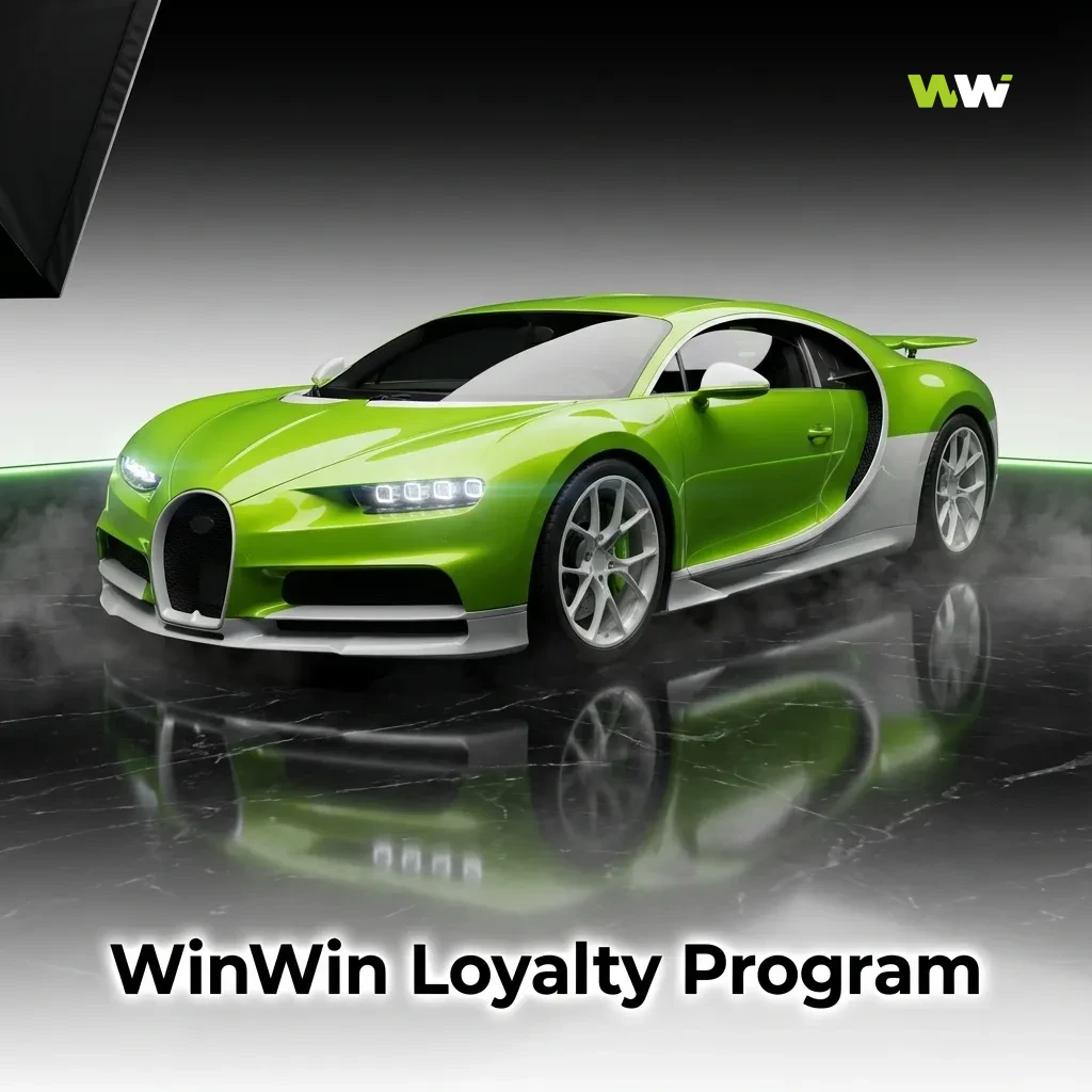 WinWin Loyalty Program graphic showing loyalty tiers, points from casino and sports bets, and rewards like cashback and bonuses.