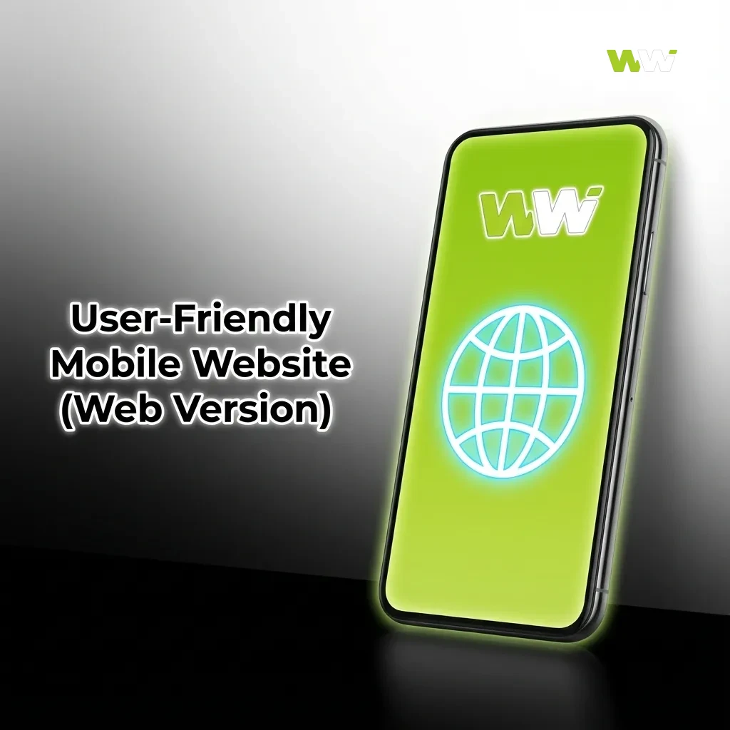 Hand holding a smartphone showing WinWin mobile casino website interface in a browser with games and login options visible