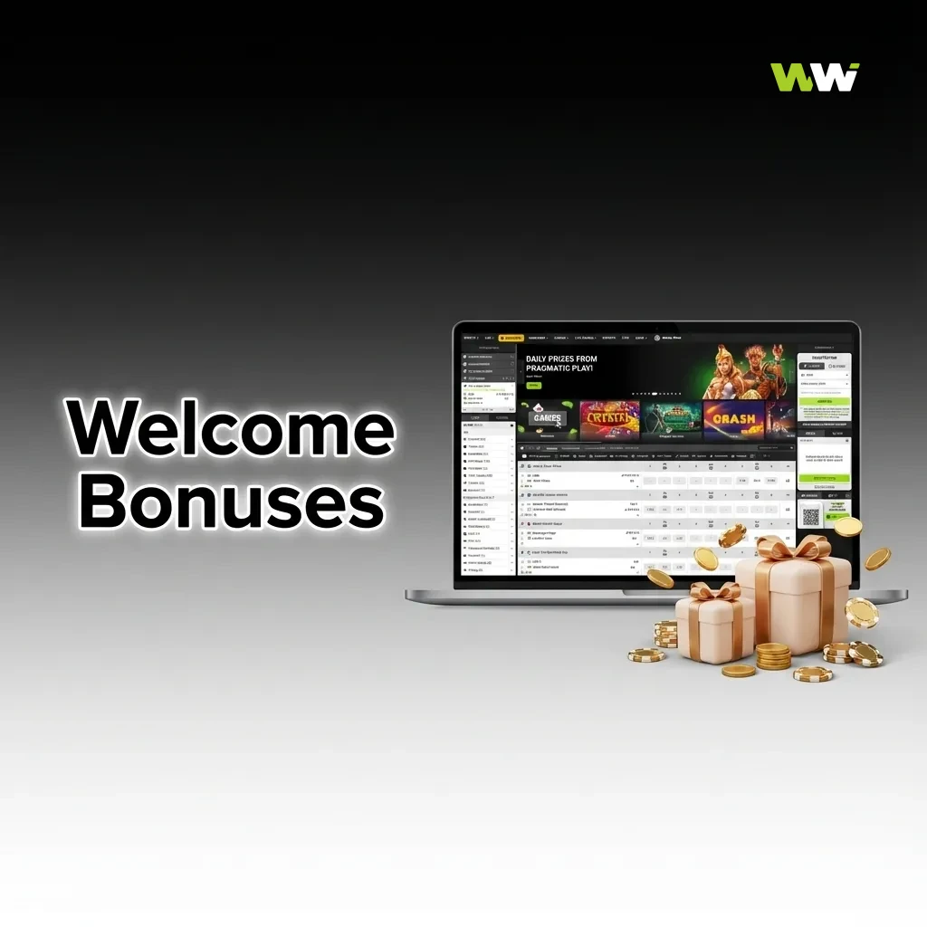 Welcome bonuses table for Bangladeshi users: slots, live casino, and sports offers with match %, min deposit, wagering, and 7-day limit.