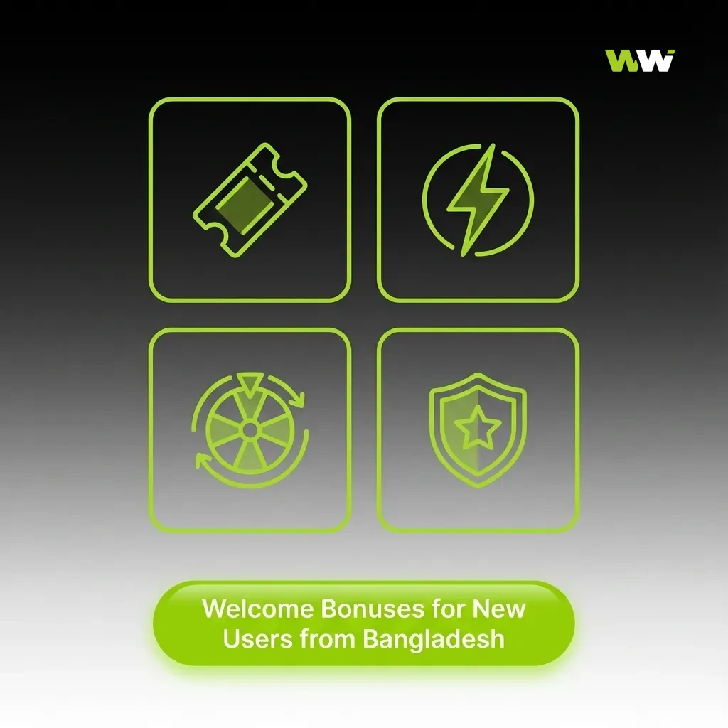 Banner for Bangladeshi new users showing 200% casino welcome bonus, 150 free spins, and separate sports betting offers